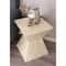 19" Beige Mussel Shells & Wood Contemporary Accent Table
